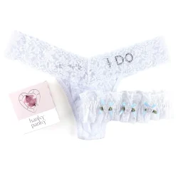 Hanky Panky "I DO" Lace Low Rise Thong & Garter Set