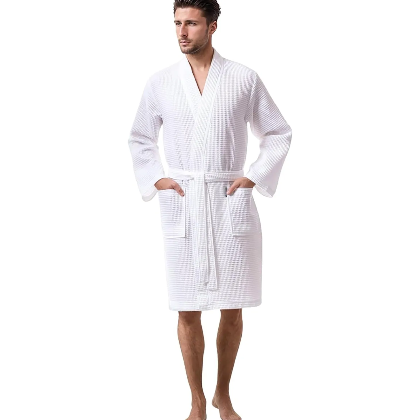 Morgenstern Luca Unisex Cotton Waffle Long Wrap Robe