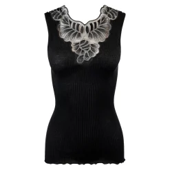 Oscalito Embroidered Tulle V-Neck Ribbed Tank Top