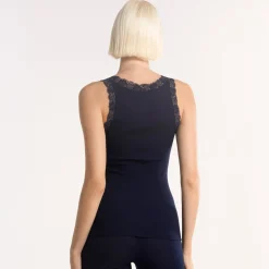 Oscalito Leavers Lace Trim Ribbed Tank Top