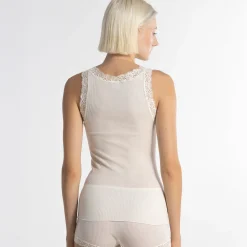 Oscalito Leavers Lace Trim Ribbed Tank Top