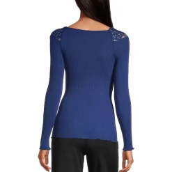 Oscalito LS Wool & Silk Top w/ Leavers Lace