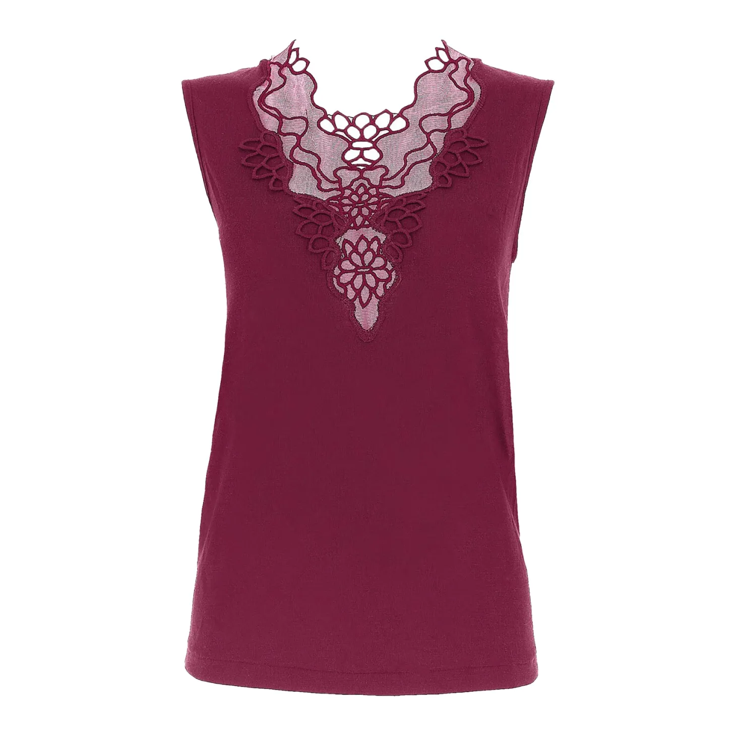 Oscalito Scollo Ricamo Embroidered Front Tank