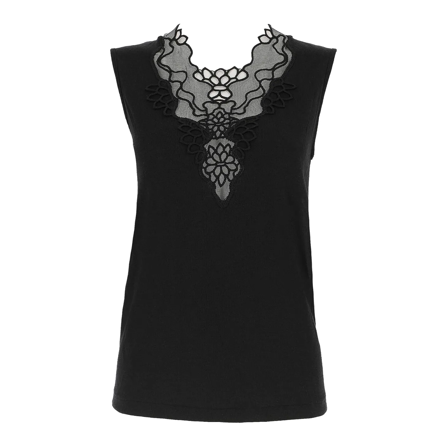 Oscalito Scollo Ricamo Embroidered Front Tank
